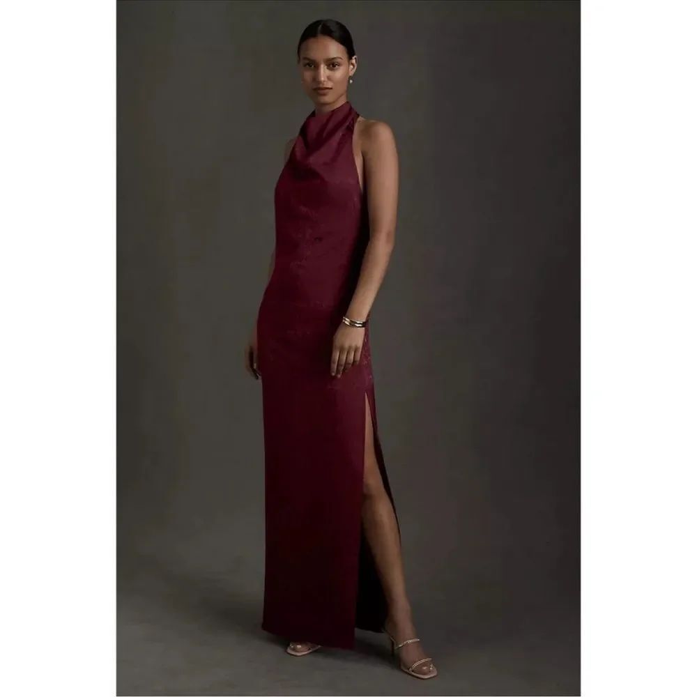 New Anthropologie BHLDN Fame and Partners Chrisley Jacquard Halter Dress $299